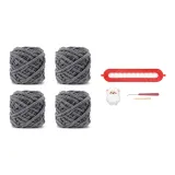 Темно-серый - Овца - Ручная работа - Шарф - Вязаная ткань - Волшебный инструмент