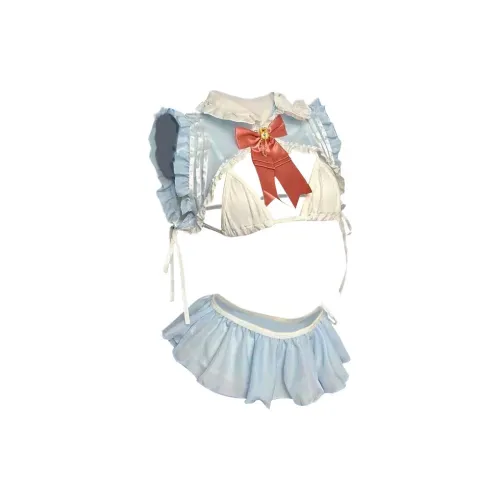 Ronecry Синий комплект [Нет чулок] Женское нижнее белье комплекты