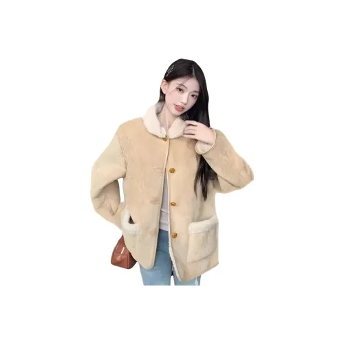 GUOZHEN Экрю Женское пальто