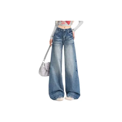 GUOZHEN Винтажные синие джинсы с флисовой подкладкой для женщин