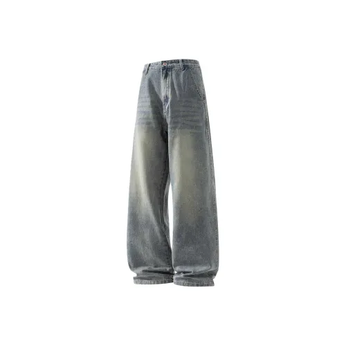 POSIYING Винтажный синий утолщенный и с флисовой подкладкой унисекс джинсы