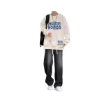 Комплект одежды — Белый свитшот + Черные винтажные джинсы