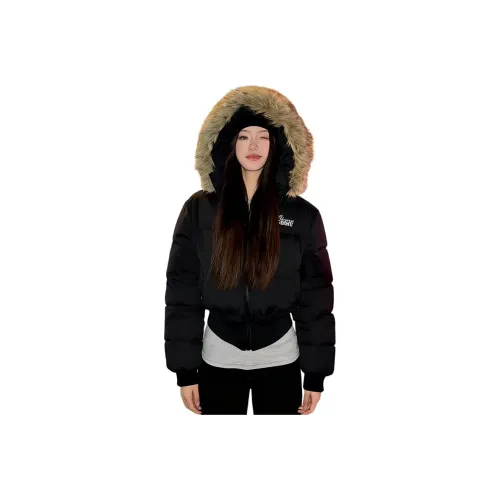 HNUF Черный хлопковый пуховик женские пуховики (пуфы)