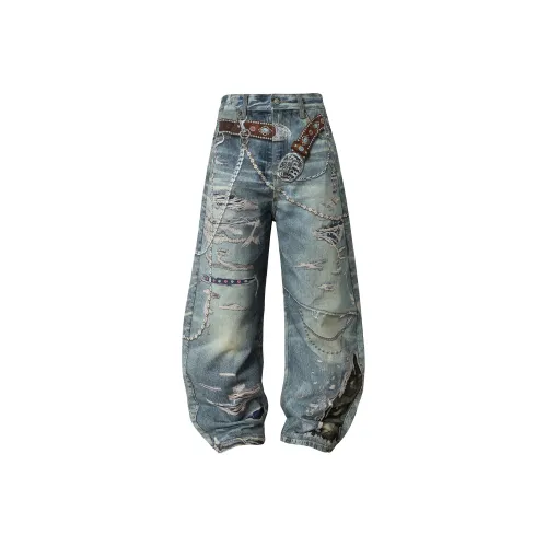 BIPOLAR X YADcrew Co Бренд Синий Унисекс Джинсы