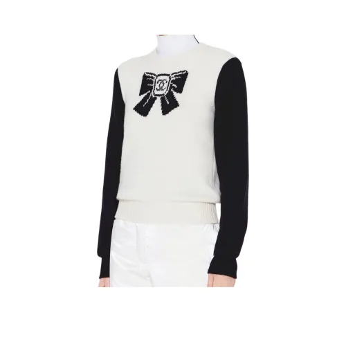 CHANEL Черный Белый Женские Свитера