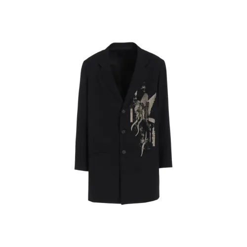 Yohji Yamamoto S'YTE FW25 WASHER Шерсть Gabardine Принт Вышивка Тailored Куртка Бизнес Костюм Унисекс