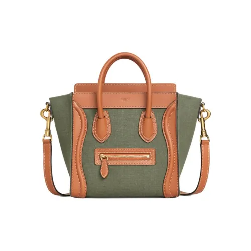 CELINE Сумка для путешествий ткань коровья кожа женская хаки зеленый и коричневый