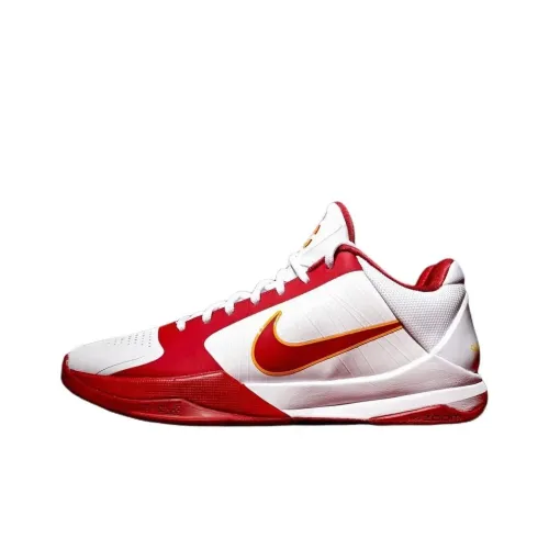 Nike Zoom Kobe 5 Баскетбольные кроссовки Унисекс Белый Красный
