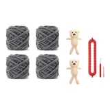 Темно-серая кукла медведя - DIY, ручной работы, шарф с тканью вязаный, аксессуар