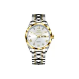 Двухцветный Золотой корпус, Белый циферблат, Золотой стальной браслет