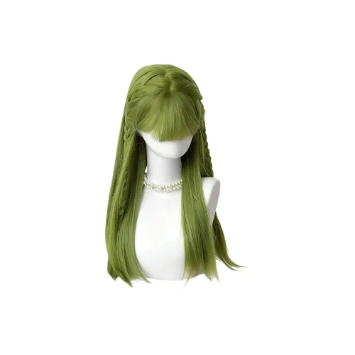 Time Shadow Forest Elf Full Headpiece Искусственные волосы Лето Кожа Стиль Мори Зеленые Прямые волосы