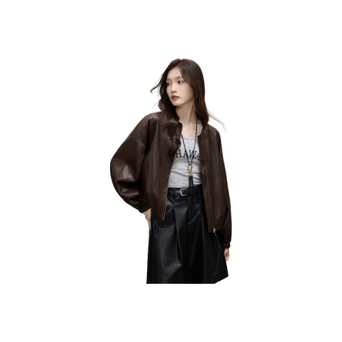 SMEN Cropped Leather Coat Women's