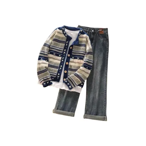 GUOZHEN Многоцветный Свитер + Джинсы Женские Повседневные Костюмы
