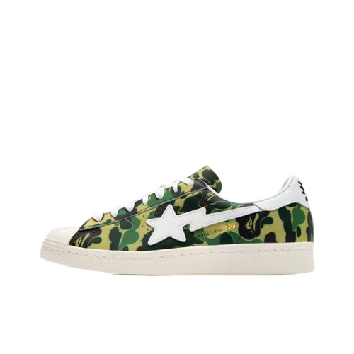 Adidas Originals x A BATHING APE Superstar 80s Зеленый CAMO Амортизация Низкие Скейтборд Кроссовки Унисекс Белый Зеленый