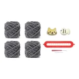 Темно-серый кошка и рыбка - DIY ручной шарф с тканью вязаные волшебный инструмент