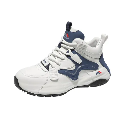 KOLUMB Легкий визуально увеличивает рост MID Топ Толстая подошва Кроссовки Мужские Белый Синий