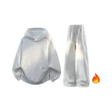 Белый, серый с флисовой подкладкой топ + белые, серые штаны с флисовой подкладкой