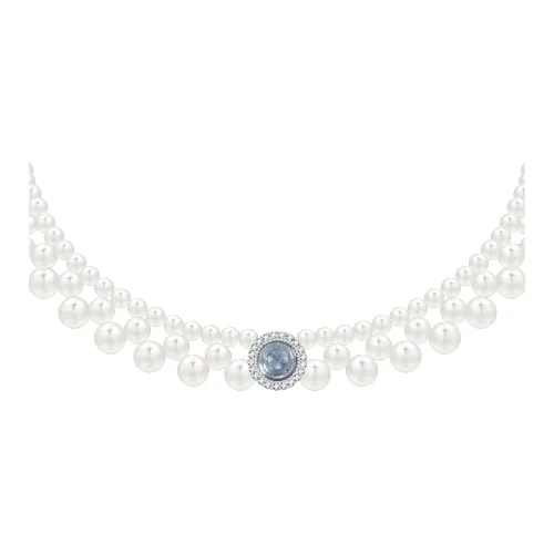 KEYS VIA Медный сплав Аквамарины Искусственная жемчужина Синтетический кубический цирконий Ожерелья Женские