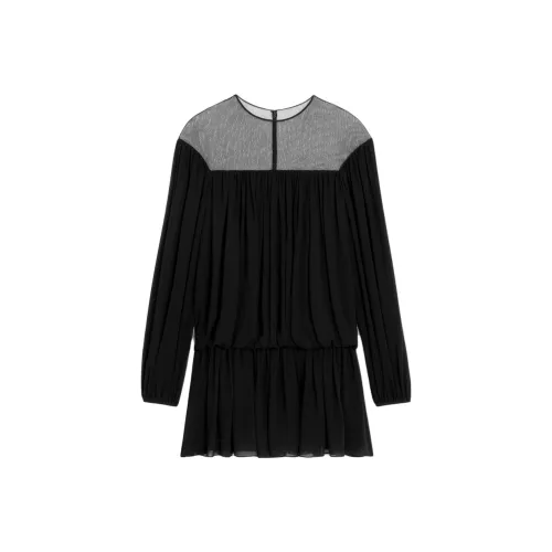 CELINE Черное Женское Длинное Платье с Рукавами