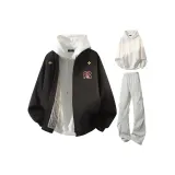 Чёрные+Светло-серые штаны+Белый свитшот