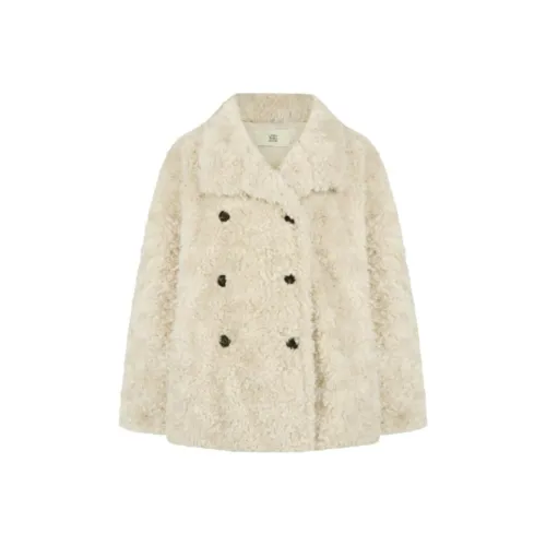 Letter From Moon Siphone Двойной Пуговица Мех Куртка Мех Женские