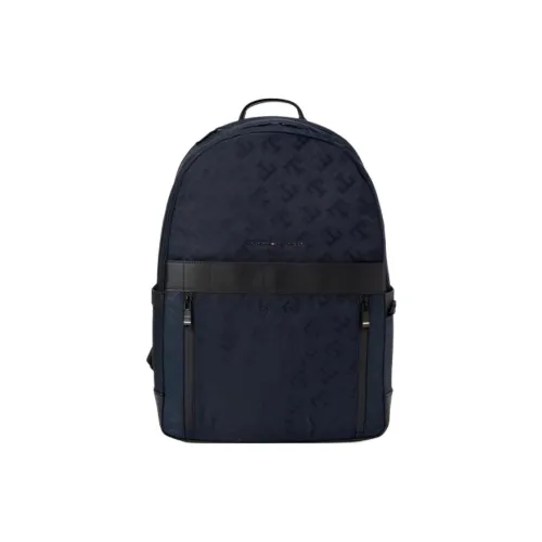 Tommy Hilfiger Artificial Leather Polyester Backpack Large Men's Dark Blue Томми Хилфигер Искусственная кожа Полиэстер Рюкзак Большой Мужской Темно-синий