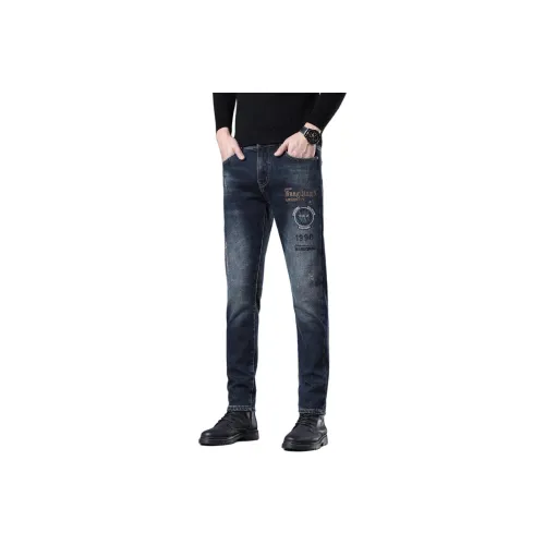 BINGSHENG Синий Флис Унисекс Джинсы