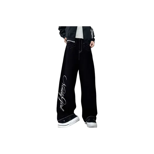 OPMY Черный [Hiding Мясо Похудение] Унисекс Джинсы