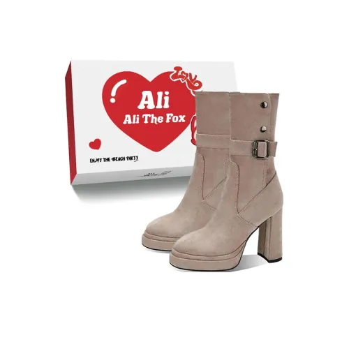 Али Тх Фокс Замша Винтаж Корейский Элегантный Минималистский Стиль Универсальные Ботильоны Женские