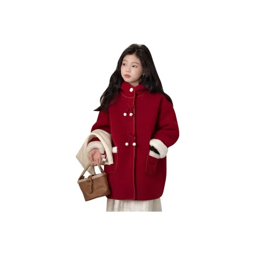 M JBABY Red Kids Woolen Coat M JBABY Красный Детский Шерстяной Пальто