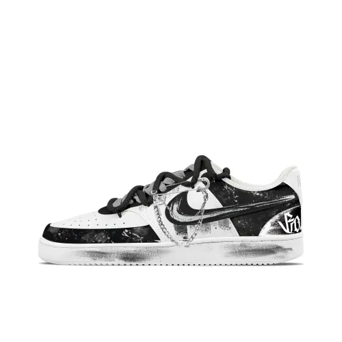 Nike Court Vision 1 Chain Shadow Ink White Амортизация Износостойкий Низкий Топ Скейтборд Кроссовки Мужские Белый Серый