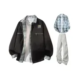 Чёрная+Светло-Синяя Рубашка+Светло-Серые Штаны