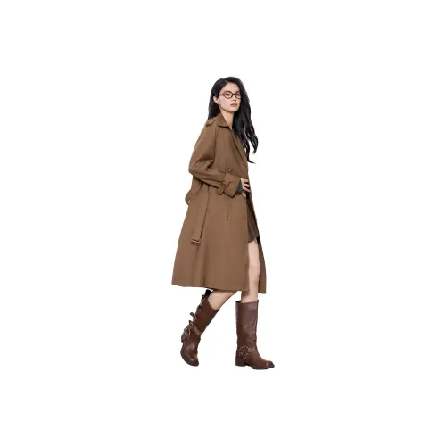 SMEN Зимний тренчкот женский цвет кофе