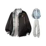 Чёрная+Светло-Синяя Рубашка+Светло-Серые Штаны