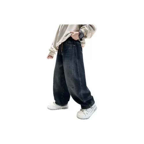 Yalu Синий Серый Флисовые Подкладочные Джинсы для Подростков MF2702