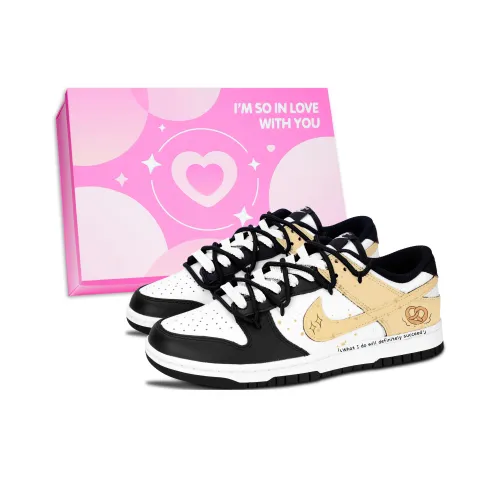 Nike Dunk Черный Белый Вдохновляющий Веселый Устойчивый к Износу Низкий Топ Скейтборд Кроссовки Унисекс Желтый