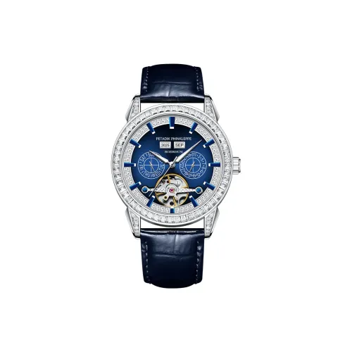 ROERDUM PP Механический механизм кожаный ремешок часы для мужчин синий циферблат