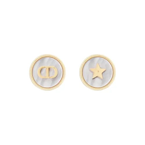 DIOR Mother of Pearl Stud Earrings Unisex Gold White DIOR Серьги-гвоздики из жемчужной раковины Унисекс Золото Белый