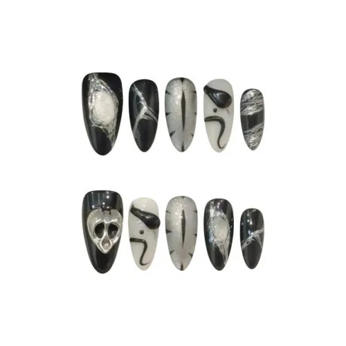 RUIJIN Осветляющий Летний Премиум Городской Шик Стиль Темный Черный Python Eye Призрак Череп Кошачий глаз False Nail