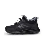 Черная мужская обувь (размеры 39-45) для пожилых людей - утолщенная и с флисовой подкладкой, удобная, термическая, толстая хлопковая обувь