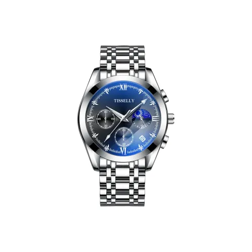 TISSELLY Кварцевый механизм стальной ремешок мужские часы черный циферблат