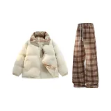 Топ цвета слоновой кости + брюки цвета кофе