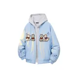 Светло-синий хлопковый пуховик (утеплённый)