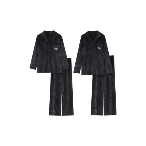 WANANNI Черный Серый Цвет Унисекс Пижамные Комплекты