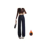 Темно-синие штаны длиной до щиколотки [утолщенные и с флисовой подкладкой]