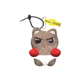 Белый и коричневый кукла с большими глазами, украшение, черный шнур и желтый ремешок