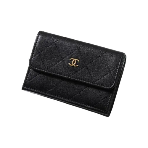 CHANEL Sheepskin Картхолдер Унисекс Черный
