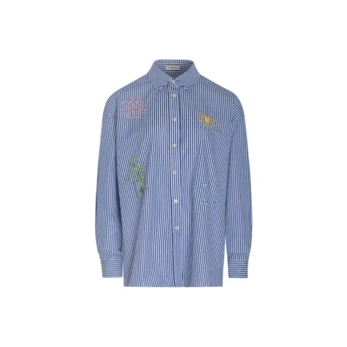 XIAOXIAOLA Синие полосы Женские Рубашки