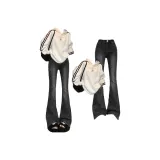 Белый свитшот + черные штаны