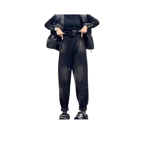 Langqing Черный [С флисовой подкладкой и утолщенный] Бесплатная доставка Бренд Наклеенный Женские Повседневные брюки